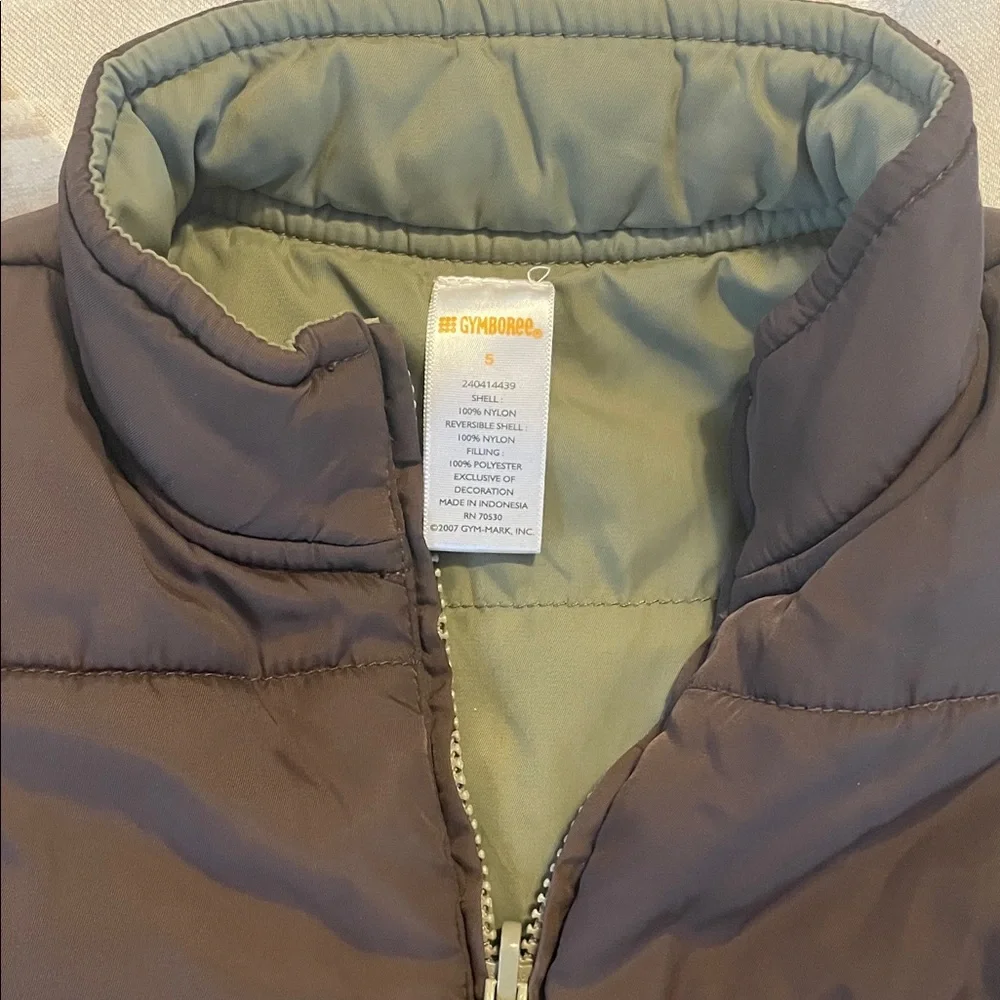 Boys Gymboree Brown Puffer Vest size 5 winter fall